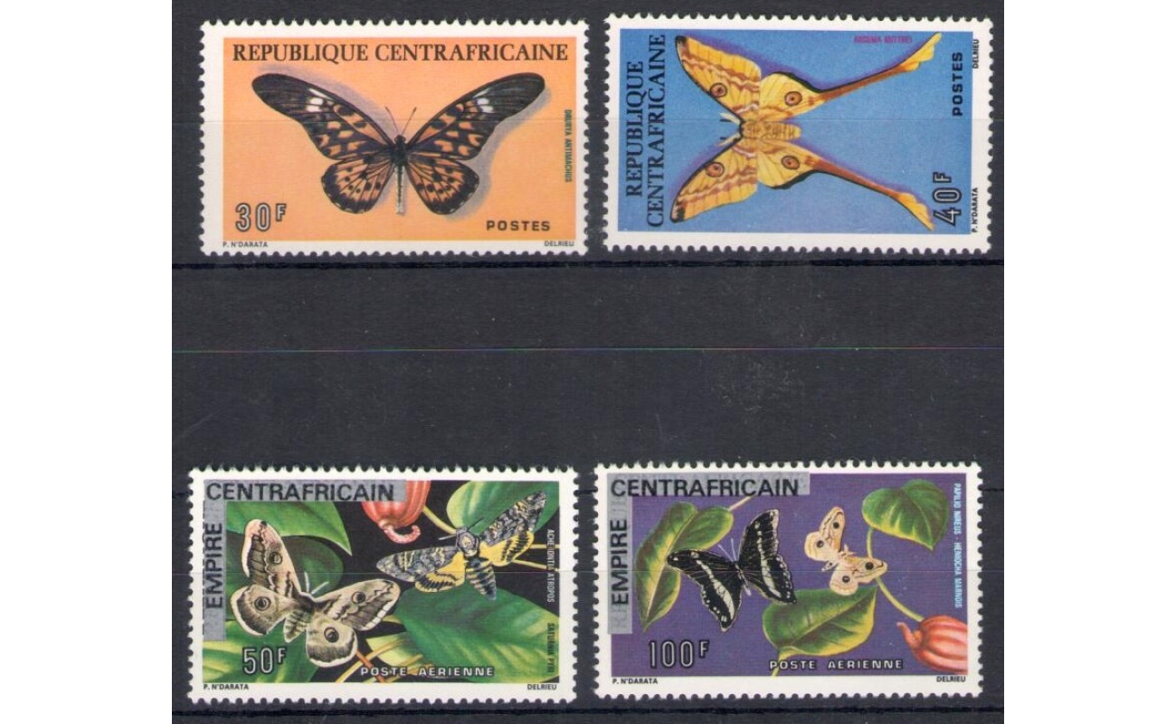 1976 Republique Centrafricaine , Farfalle - Yvert n. 260-61 + Posta Aerea 148-49 - 4 valori - MNH**
