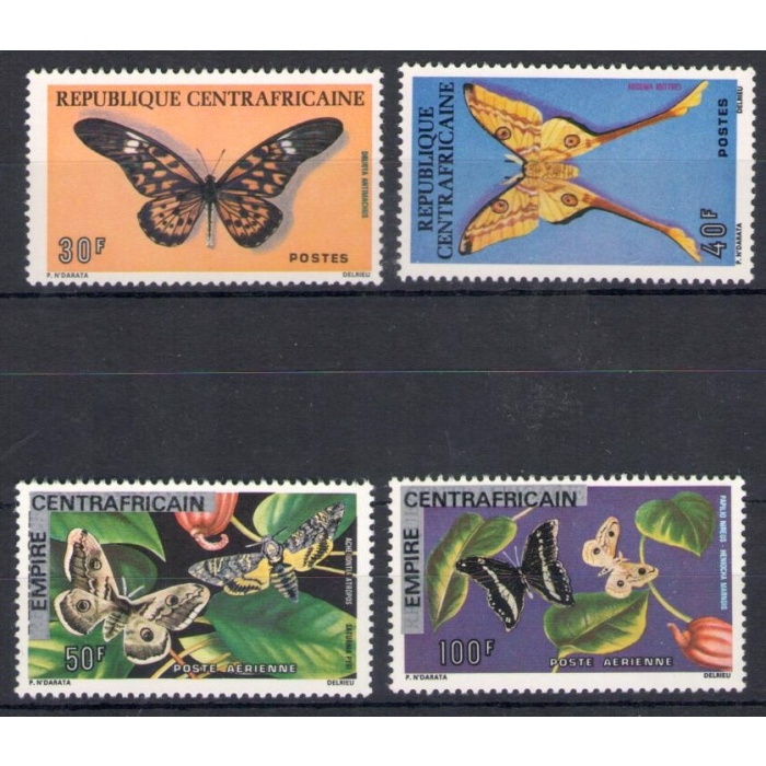 1976 Republique Centrafricaine , Farfalle - Yvert n. 260-61 + Posta Aerea 148-49 - 4 valori - MNH**