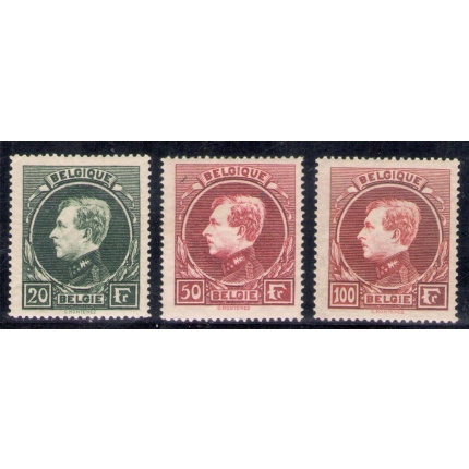1929-32 Belgio - Catalogo COB n° 290B-291A-292A  Effigie di Re Alberto I - Tipo Montenez - Carta crema - dentl 14 x 14 1/2 - MNH**