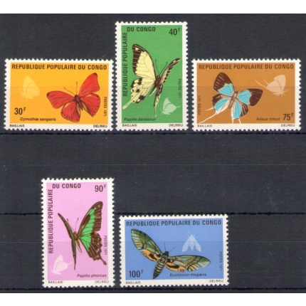 1971 Congo , Farfalle - Yvert n. 303-07 - 5 valori - MNH**