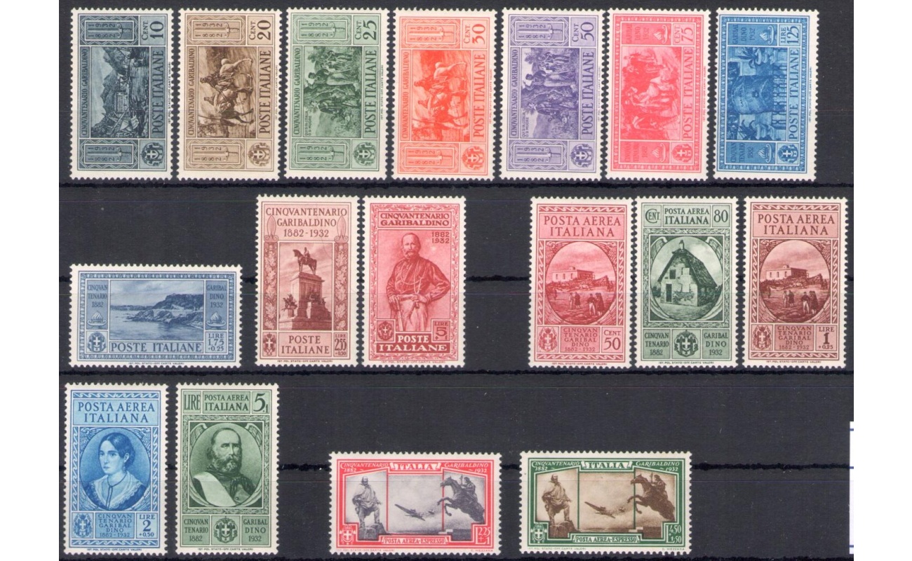 1932 Italia - Regno - Garibaldi n. 315/24 + Posta Aerea n. 32/38 - Serie Completa - 17 valori - MNH **