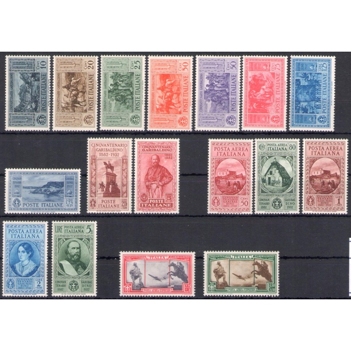 1932 Italia - Regno - Garibaldi n. 315/24 + Posta Aerea n. 32/38 - Serie Completa - 17 valori - MNH **