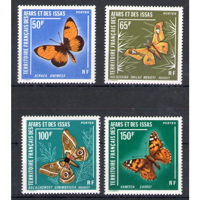 1976 Territoire Francais des Afars et des Issas - Catalogo Yvert n. 420/21+438/39 - Farfalle - 4 valori - MNH**