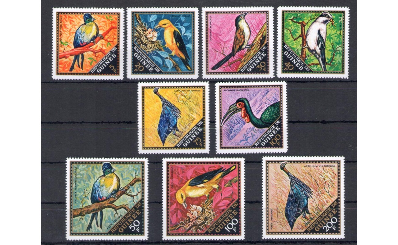 1971 Guinee - Catalogo Yvert n. 440/45 + Posta Aerea 97/99  - Uccelli - 9 valori - serie completa - MNH**
