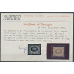 1877 San Marino , Catalogo Sassone n° 6 , 30 cent bruno - Ottima Centratura - MH* - Certificato Zanaria