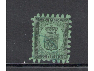 1866-70  Finlandia - n. 6  , Stemma 8 p. nero su verde - Usato