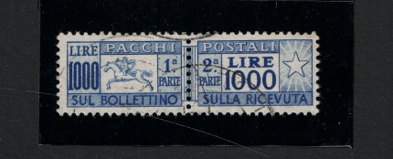 1954 Italia, Repubblica, Pacchi Postali # 81, 1000 Lire, Cavallino, Usato
