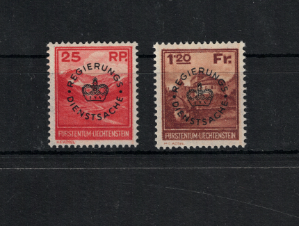 1933 Liechtenstein Servizio # 9/10, Soprastampati Regie Rungs Dienstsache, MNH**