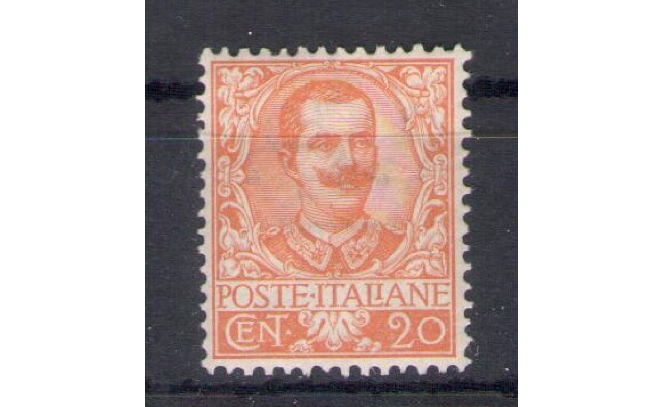 1901 Italia - Regno, n. 72 , 20 cent arancio, Ottimamente centrato - MNH**