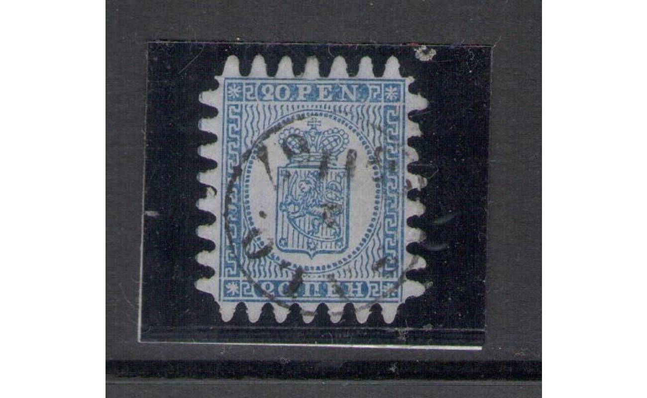 1866-70  Finlandia - n. 8  , Stemma 20 p. azzurro su celeste - Usato