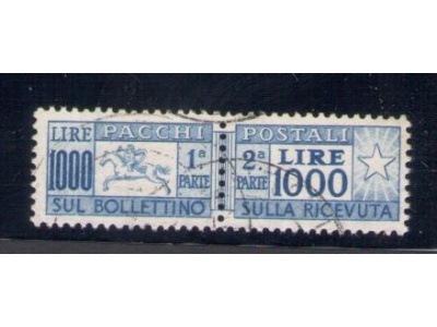 1954 Italia - Repubblica - Pacchi Postali n. 81 - 1000 Lire oltremare - Cavallino - Usato