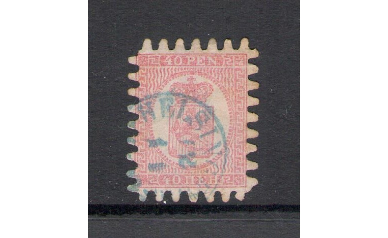 1866-70  Finlandia - n. 9  , Stemma 40 p. rosa su lilla chiaro - Usato