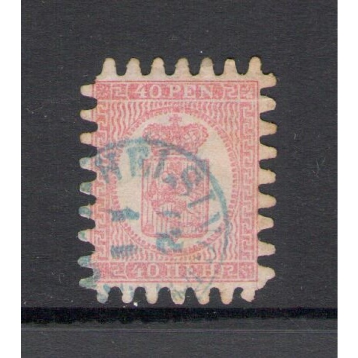 1866-70  Finlandia - n. 9  , Stemma 40 p. rosa su lilla chiaro - Usato