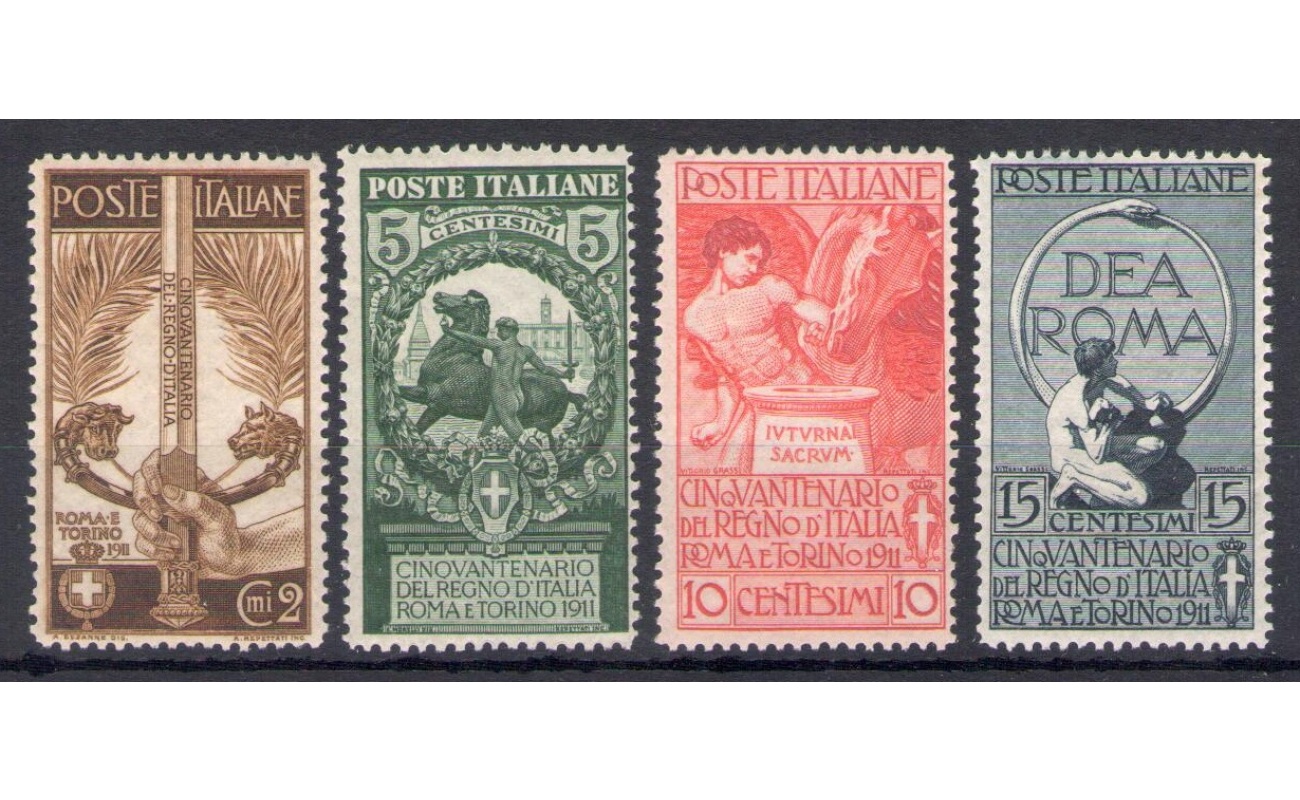 1911 Italia - Regno, n. 92/95 , Cinquantenario Unità d'Italia ed Esposizioni Roma e Torino - MNH**