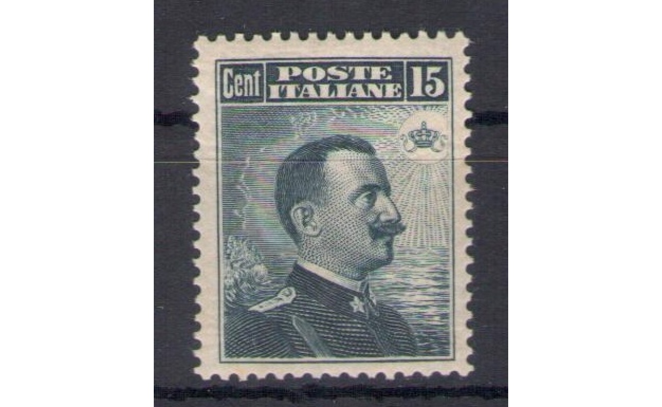 1911 Italia - Regno, n. 96 , 15 cent grigio nero , C accostata al cartiglio - MNH**