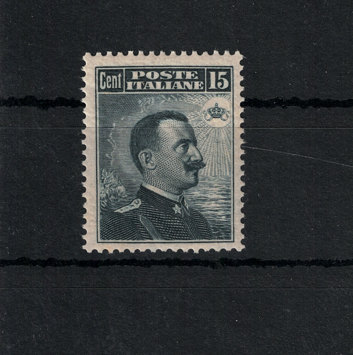 96 1911 Italia - Regno, n. 96 , 15 cent grigio nero , C accostata al cartiglio - MNH** - immagine 1