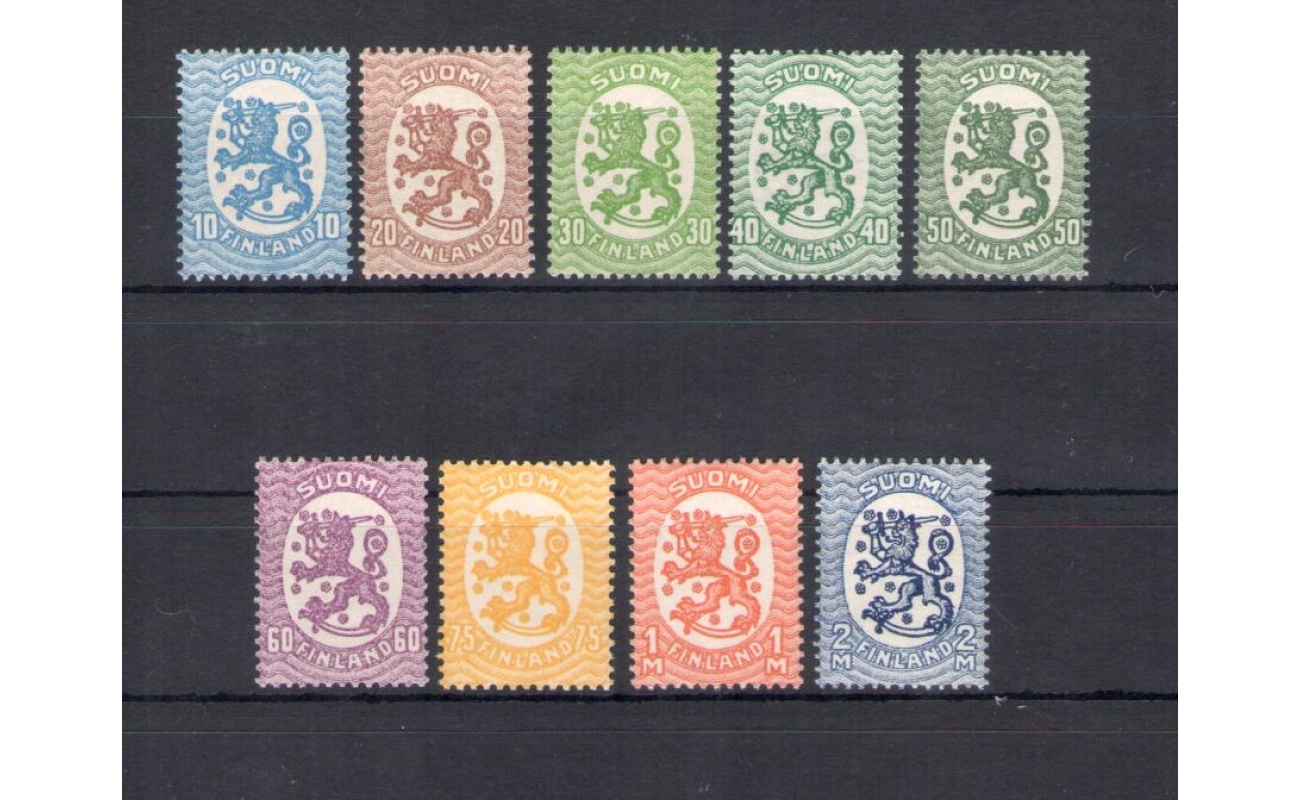 1921-29 Finlandia - n. 99-107, Leone Rampante - 9 valori - MNH**
