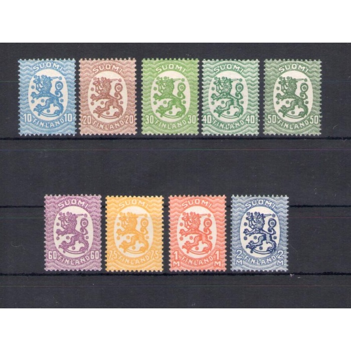 1921-29 Finlandia - n. 99-107, Leone Rampante - 9 valori - MNH**