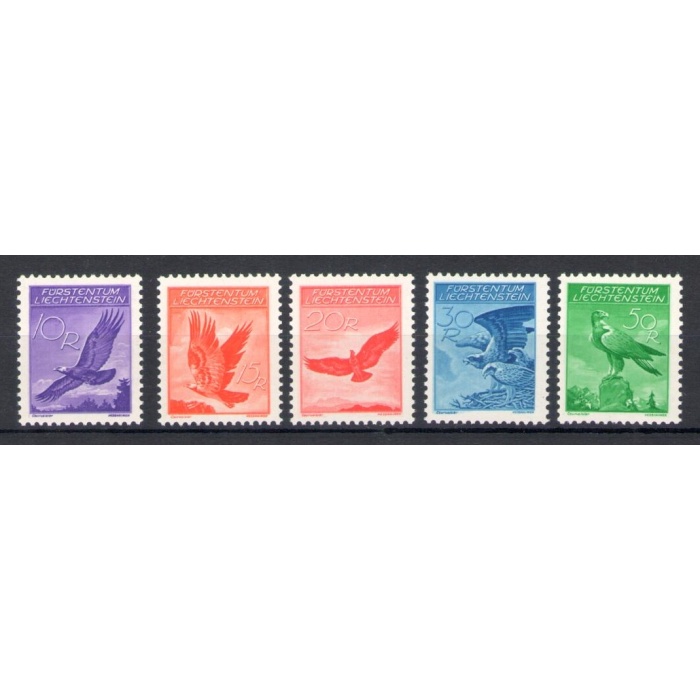 1934-35 Liechtenstein, Posta Aerea , Aquila Reale , n. A9B/A13B - Carta Goffrata - MNH**