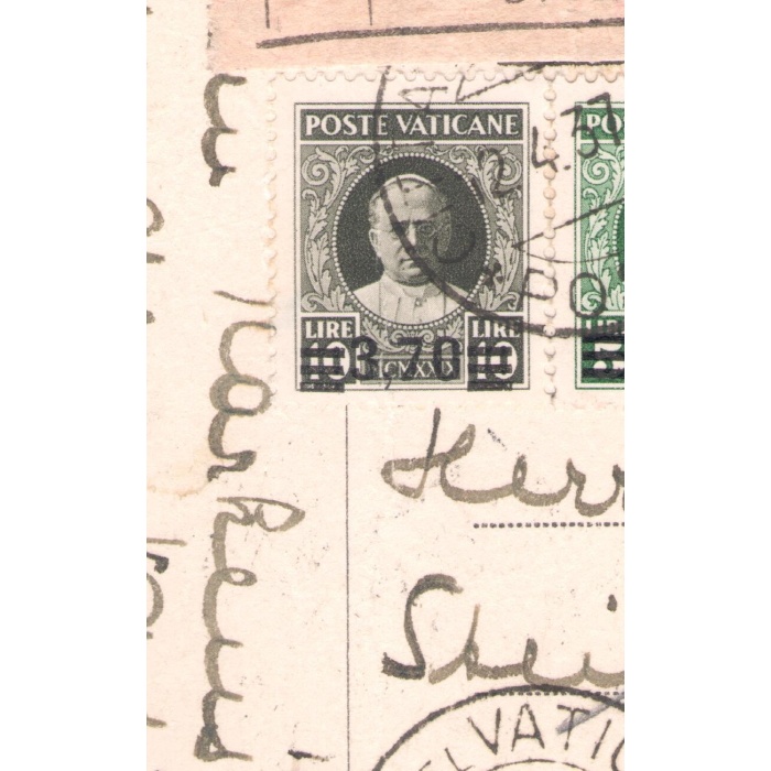 1934 Vaticano, Provvisoria su cartolina, Raccomandata, n. 35/40 - Usata