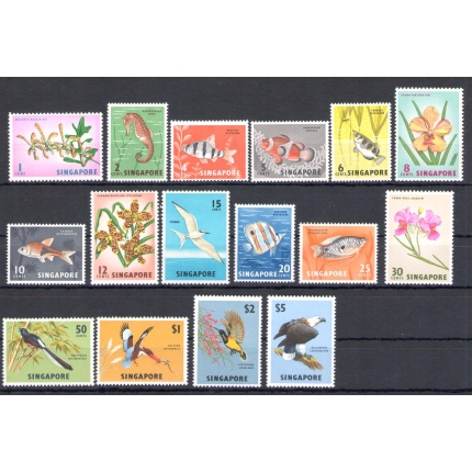 1962-66 SINGAPORE - Flora e Fauna - SG n. 63/77 serie di 16 valori - MNH**