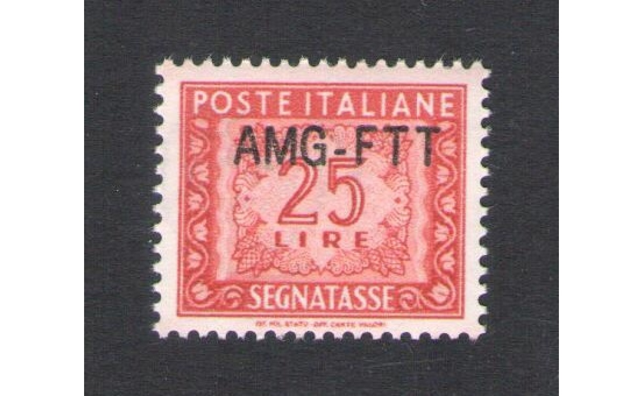 1954 TRIESTE A - Segnatasse - Nuova Soprastampa n. 25A - 25 Lire Rosso bruno