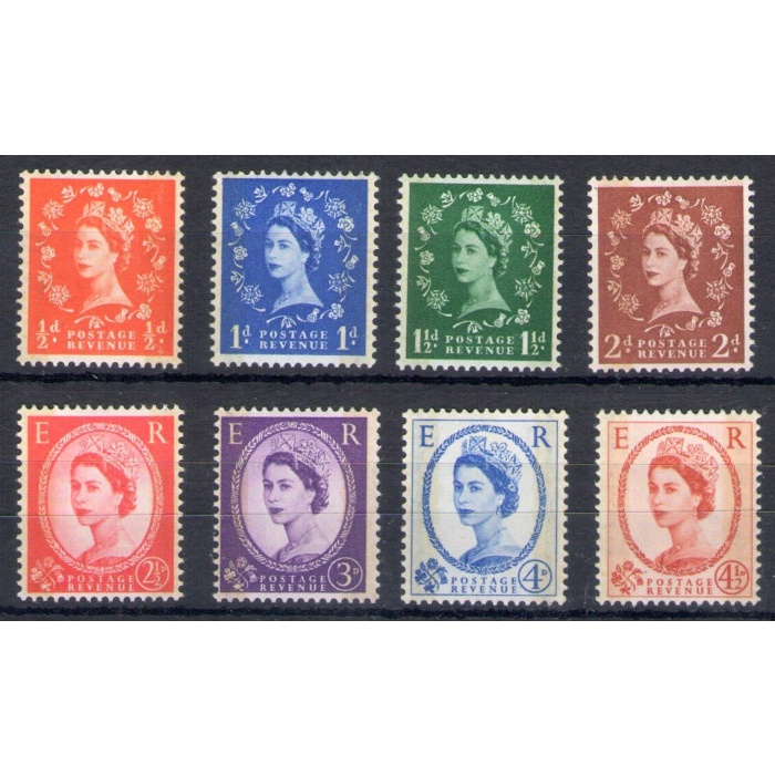 1958-61 Gran Bretagna - Elisabetta II, 2 Linee Grafite SG n. 587/94 - MNH**