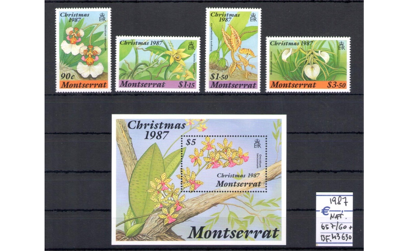 1987 Montserrat, Yvert n. 657/60+BF 43 - Fiori - MNH**