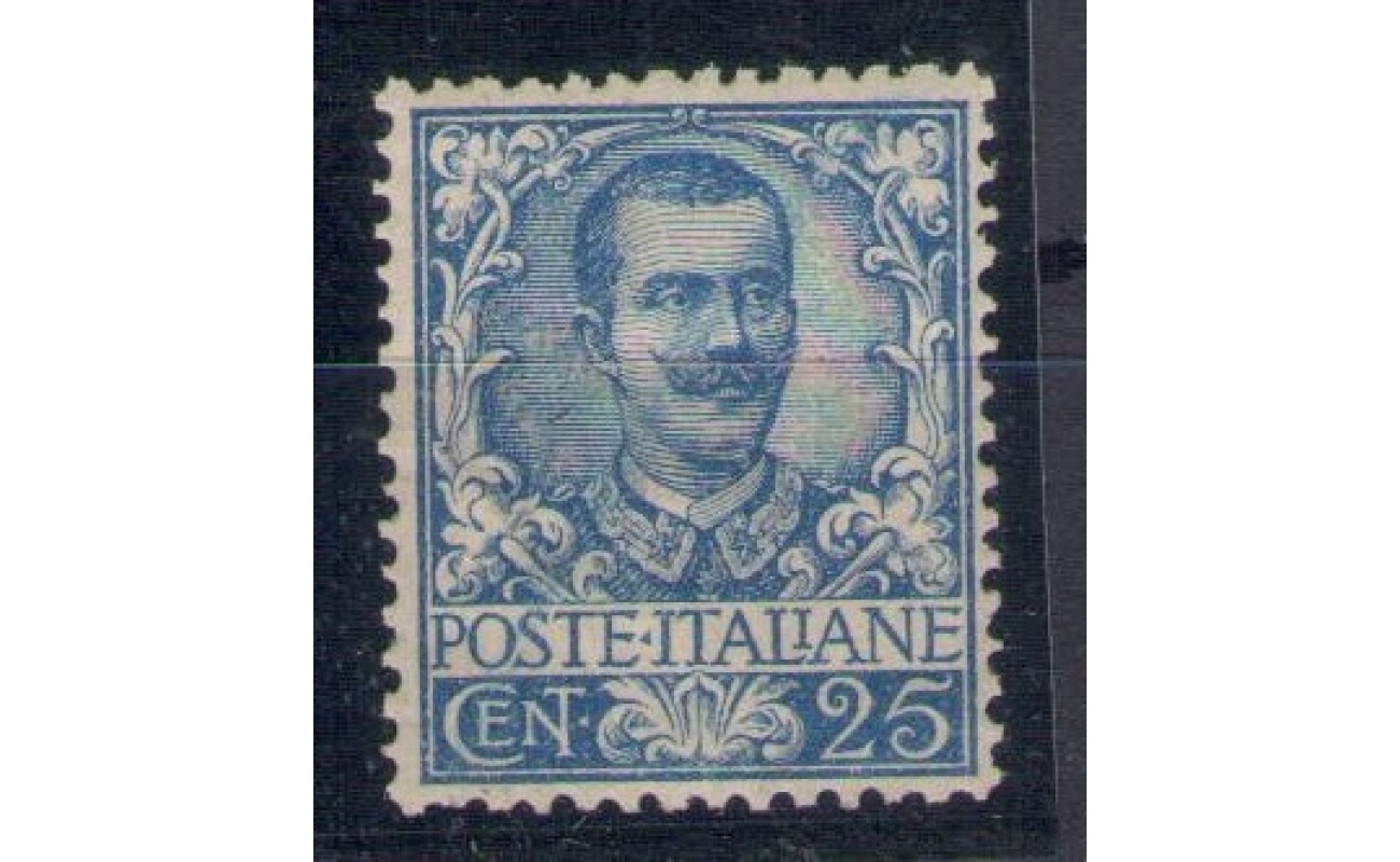 1901 Italia - Regno, n. 73 - 25 cent azzurro, Ottimamente centrato - MNH** - Certificato Storico Landmans
