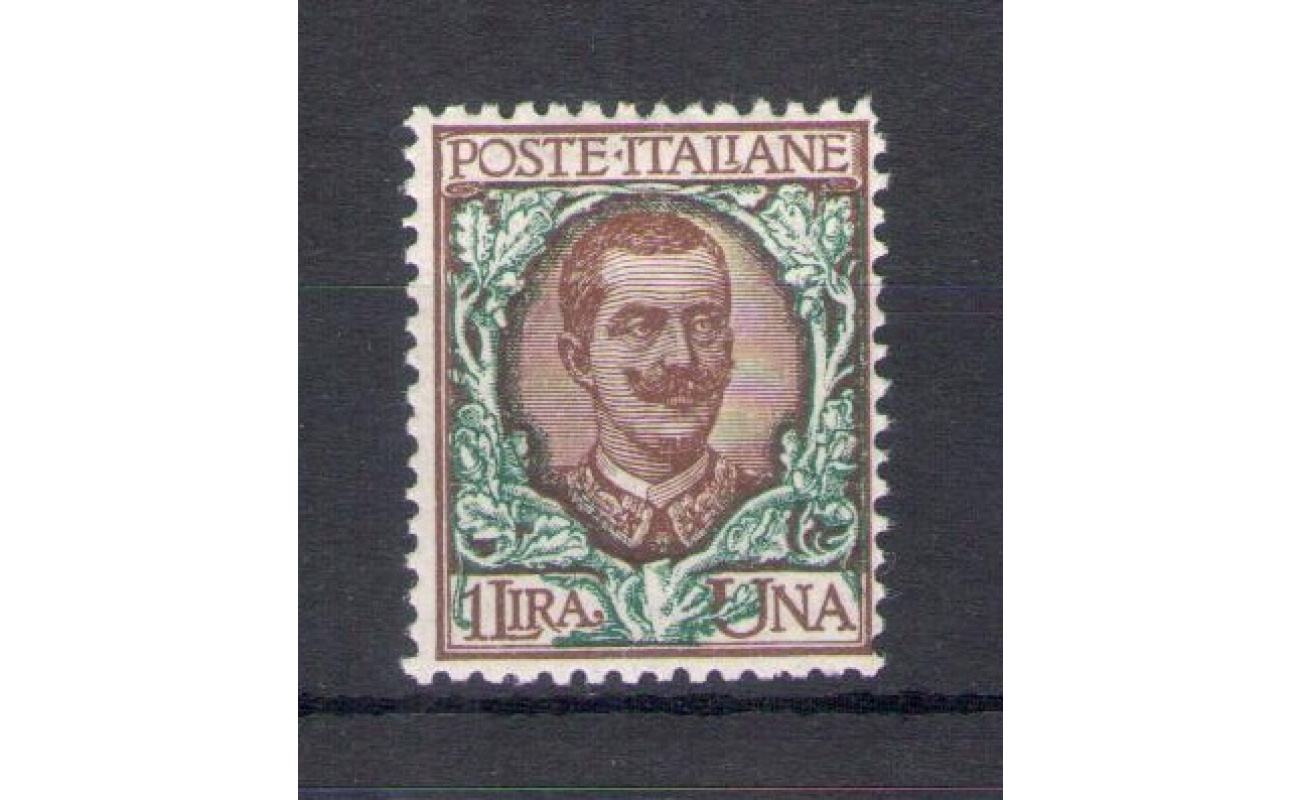 1901 Italia - Regno, n. 77 - 1 Lira bruno e verde, buona centratura - MNH**