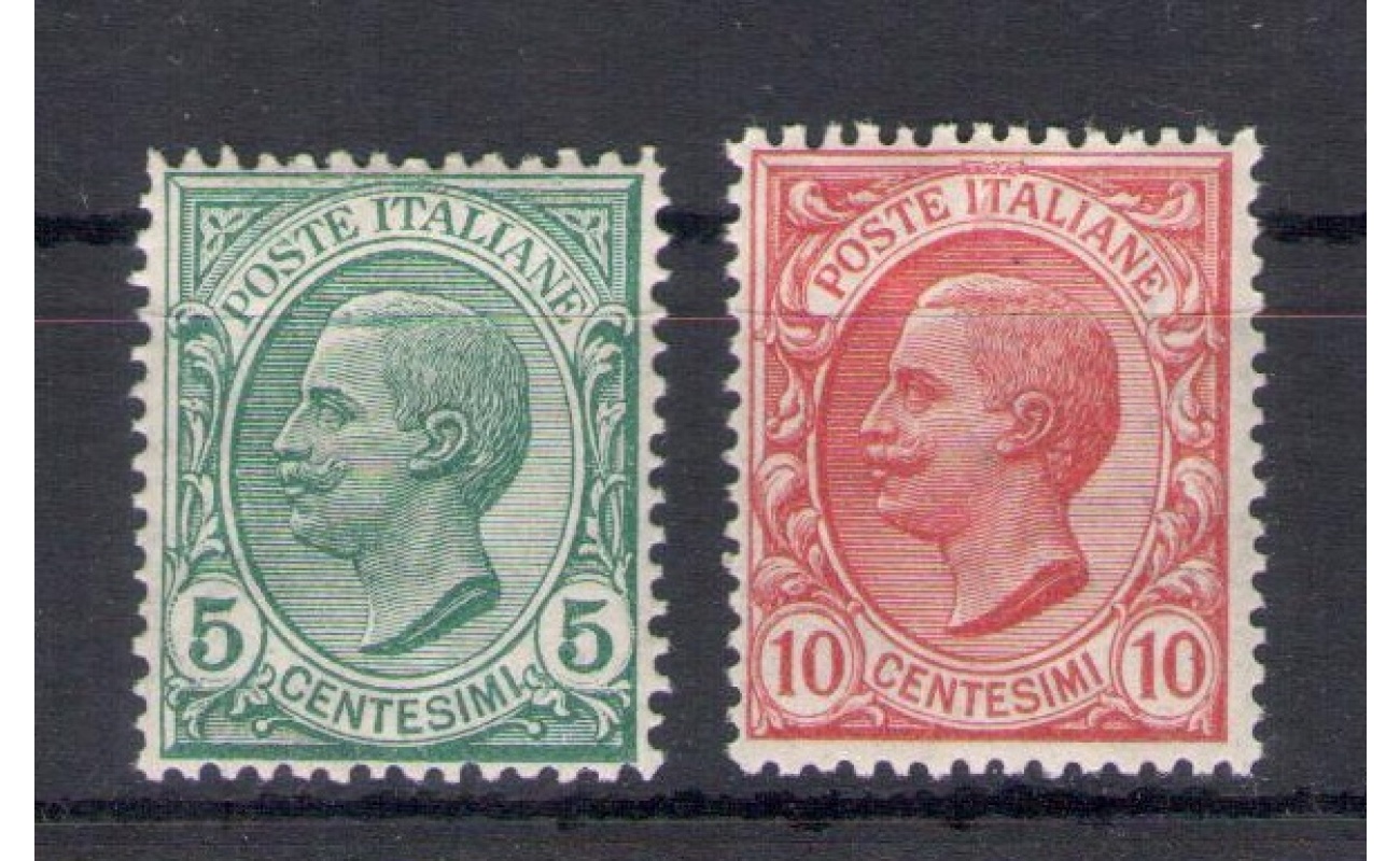 1906 Italia - Regno, n. 81/82 - 15 cent verde - 10 cent rosa, Buona Centratura - MNH**