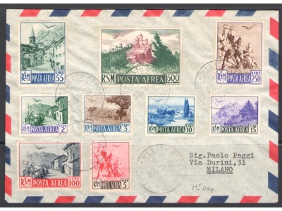 1951 San Marino, Posta Aerea n. 83/91, FDC - Usato