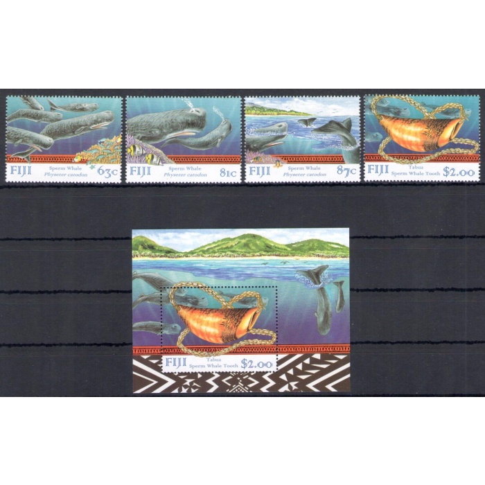 1998 Fiji, Balene e Delfini - n. 844/47 + BF 28 - MNH**