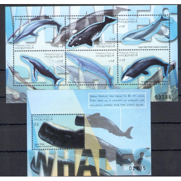 2001 Micronesia, Balene e Delfini - n. 973-78 + BF 83 - MNH**