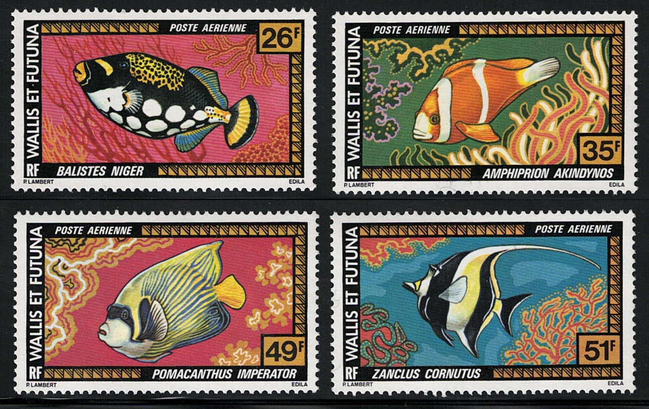 76-79 1978 Wallis et Futuna, Yvert Posta Aerea n. 76-79, Pesci, 4 valori, MNH** - immagine 1