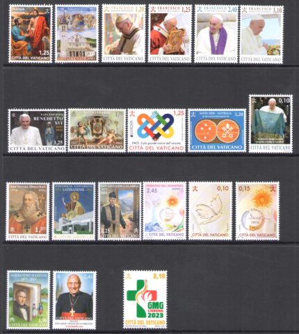 2023 Vaticano, 24 valori + 6 Foglietti + 1 Libretto (Senza Ritirato) MNH **