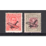 1929-30 ISLANDA , Posta Aerea , Aereo in soprastampa, n. A1-A2 - MH*