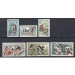 1961 Madagascar, Yvert n. 357-59+Posta Aerea 84-86, Lemuri, MNH**