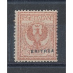 1924 ERITREA,  78cd  - 2 cent bruno rosso soprastampa spostata a destra  MNH**