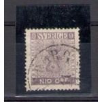 1858 Svezia  - n. 7 - 9 o" violetto bruno - Usato