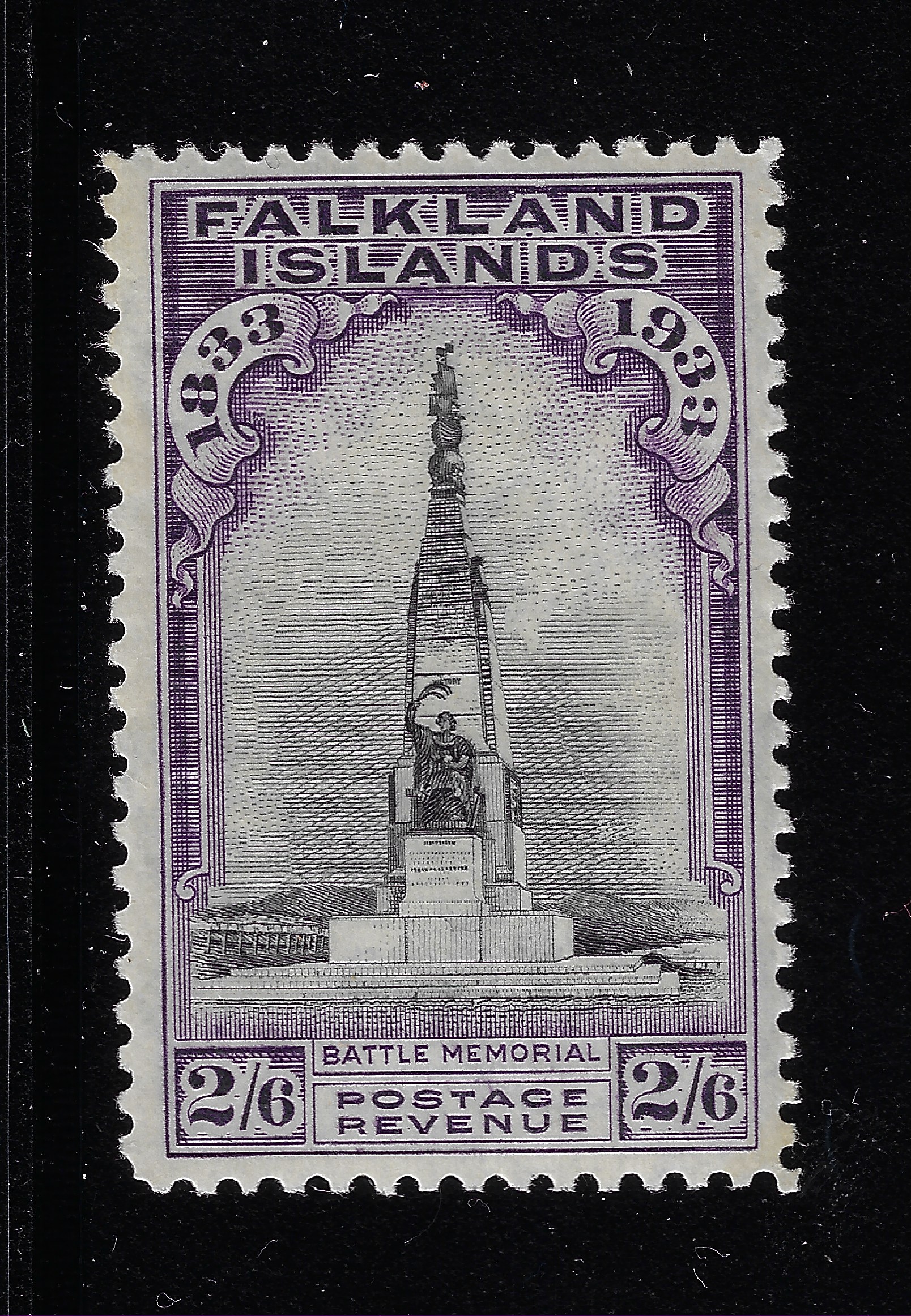72289 1933 Falkland Stanley Gibbons n. 135 - 2s.6d. black and violet - MLH* - immagine 1