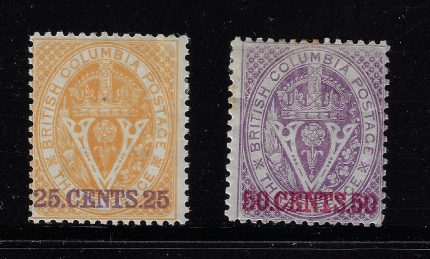 1860 British Columbia - SG 31-32 dentellati 14, MH*