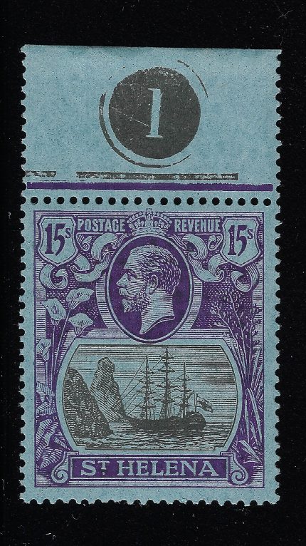 1922-37 St. Helena, Stanley Gibbons # 113, 15s. grey and purple/blue, MNH**