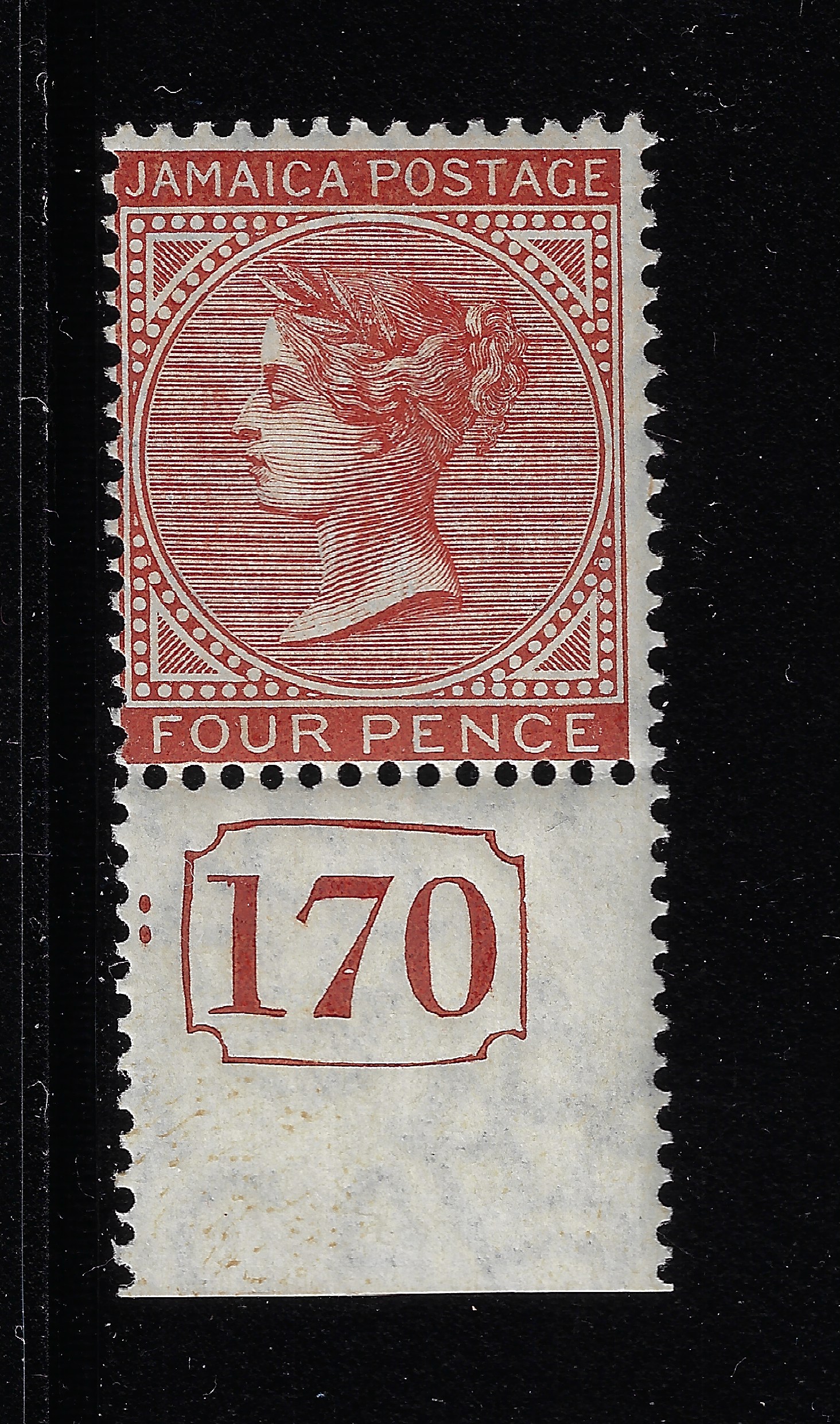 72482 jamaica 1883-97 JAMAICA - Stanley Gibbons n. 22 - 4d. red orange MH* Numero di tavola - immagine 1