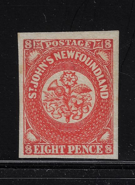 1857-64 Newfoundland - Stanley Gibbons n. 8 - 8d. scarlet-vermilion - MH*
