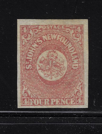 1862-64 Newfoundland - Stanley Gibbons n. 18 - 4d. rose lake - MH*