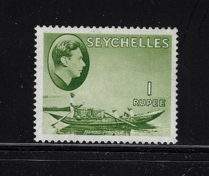 1938-49 Seychelles - 1r. yellow green ,Stanley Gibbons n. 146 , MNH**