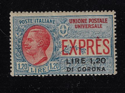 1922 Dalmazia, Soprastampato Lire 1,20 di corona,  Espresso n. 2 , MH*