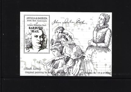 1986 Barbuda, J.S. Bach - Foglietto Yvert n. 97 - MNH**