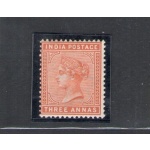 1882-90 India - Stanley Gibbson n. 93 - 3a. orange, Effige Vittoria - MH*